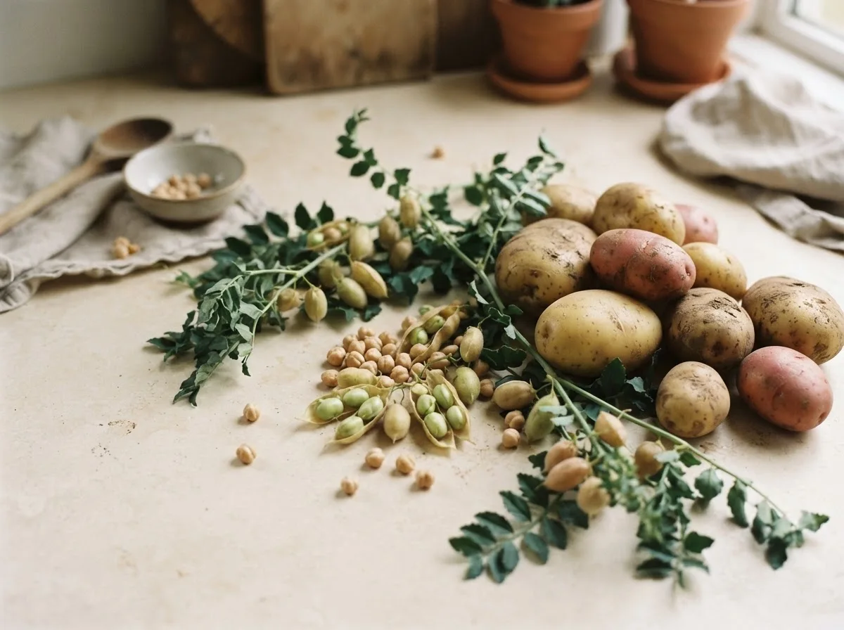 Chickpeas, potatoes, and bananas rich in vitamin B6